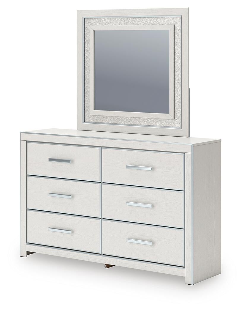 Birmonton Queen Upholstered Panel Platform Bed, Dresser, Mirror, Chest and Nightstand