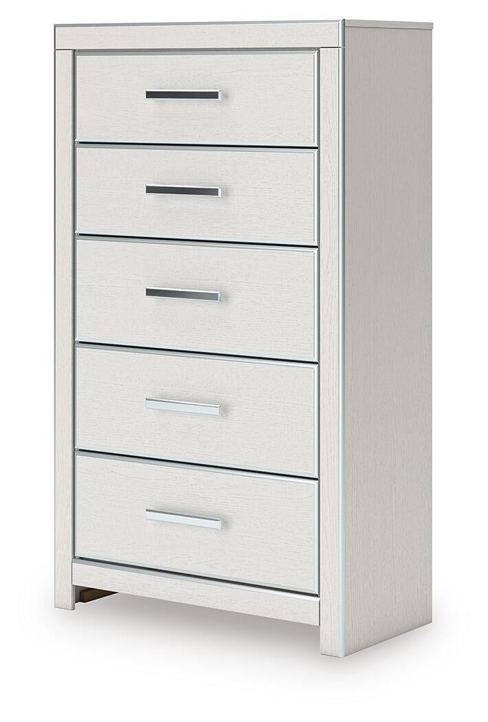Zuraleus King Upholstered Panel Bed, Dresser, Mirror, Chest and Nightstand