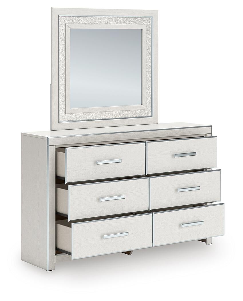 Birmonton King Upholstered Panel Bed, Dresser and Mirror