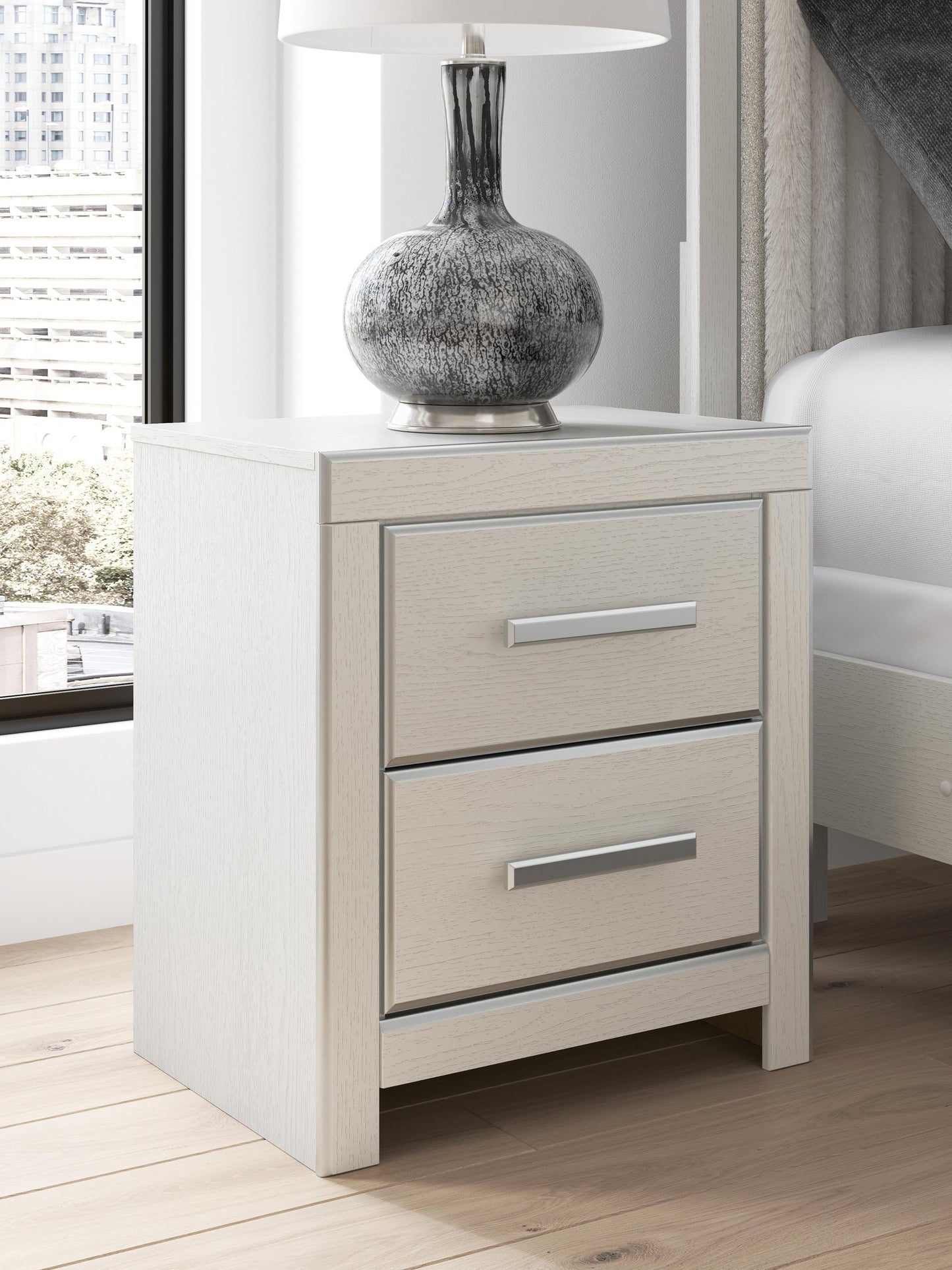 Birmonton King Upholstered Panel Platform Storage Bed, Dresser, Mirror and Nightstand