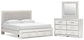 Zuraleus King Upholstered Panel Platform Storage Bed, Dresser and Mirror