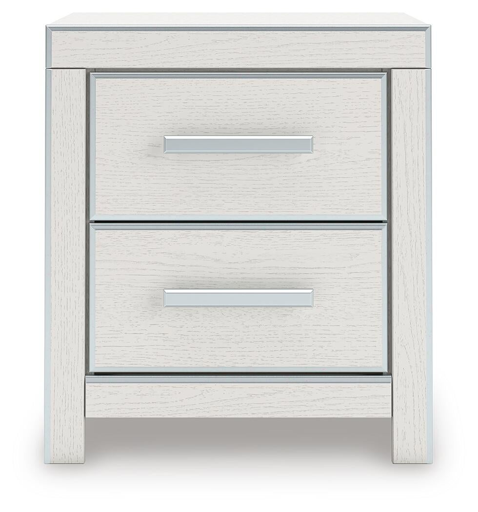 Birmonton King Upholstered Panel Platform Bed, Dresser, Mirror and Nightstand