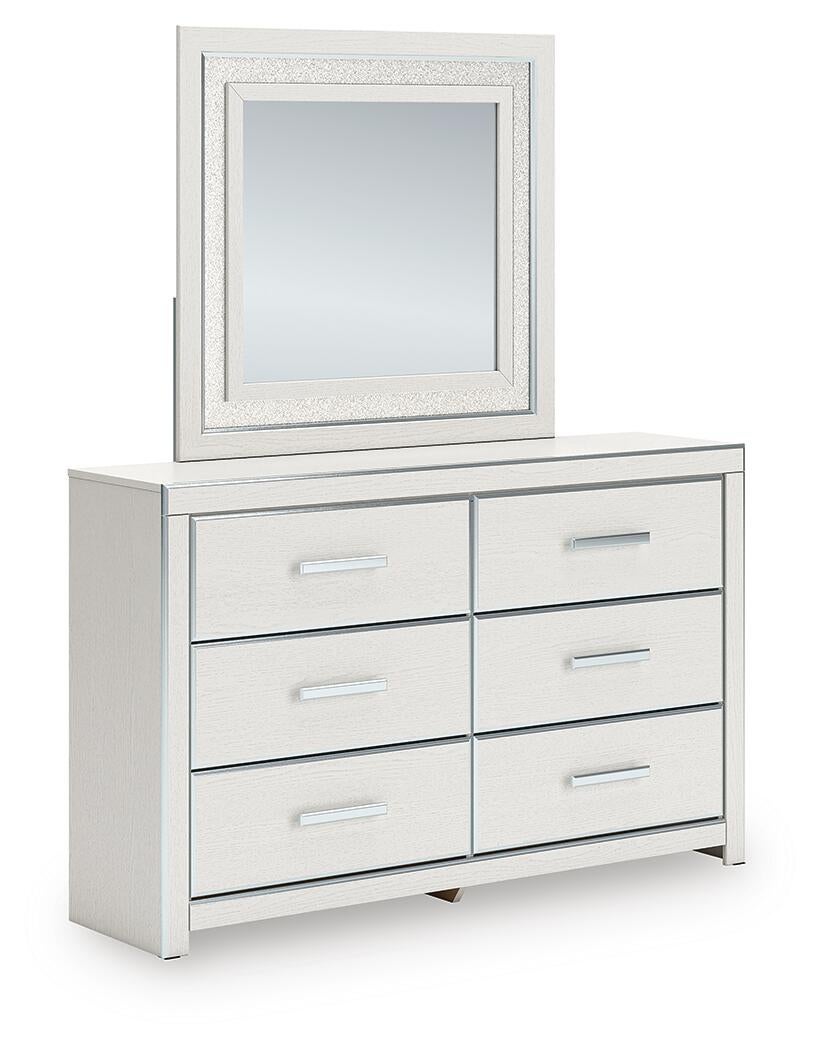 Birmonton Queen Upholstered Panel Platform Bed, Dresser, Mirror and Nightstand