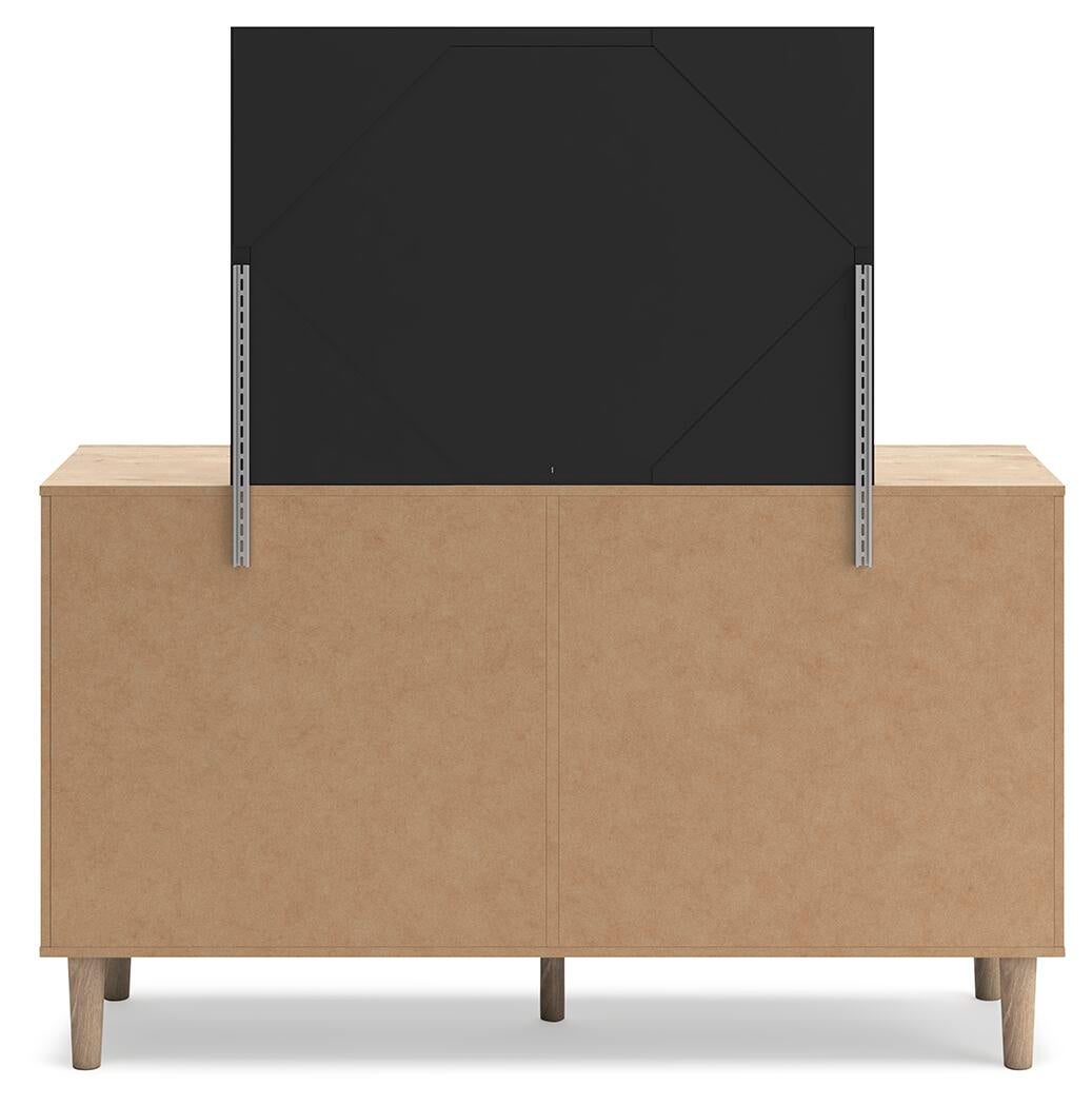 Cielden Queen Upholstered Bed with Roll Slats, Dresser, Mirror, Chest and Nightstand