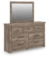 Keithland Queen Poster Bed with Mirrored Dresser and Nightstand