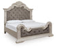 Andonhall King Upholstered Panel Bed with Mirrored Dresser and Nightstand