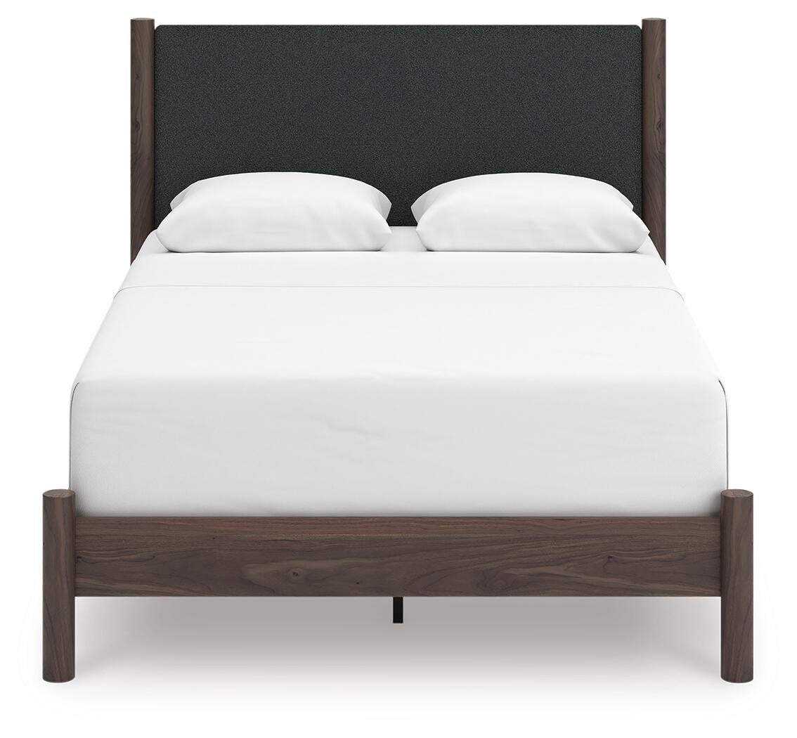 Pamytta Queen Upholstered Panel Bed, Dresser and Mirror