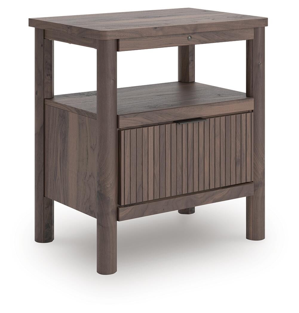 Pamytta Full Upholstered Panel Bed, Dresser, Mirror, Chest and Nightstand