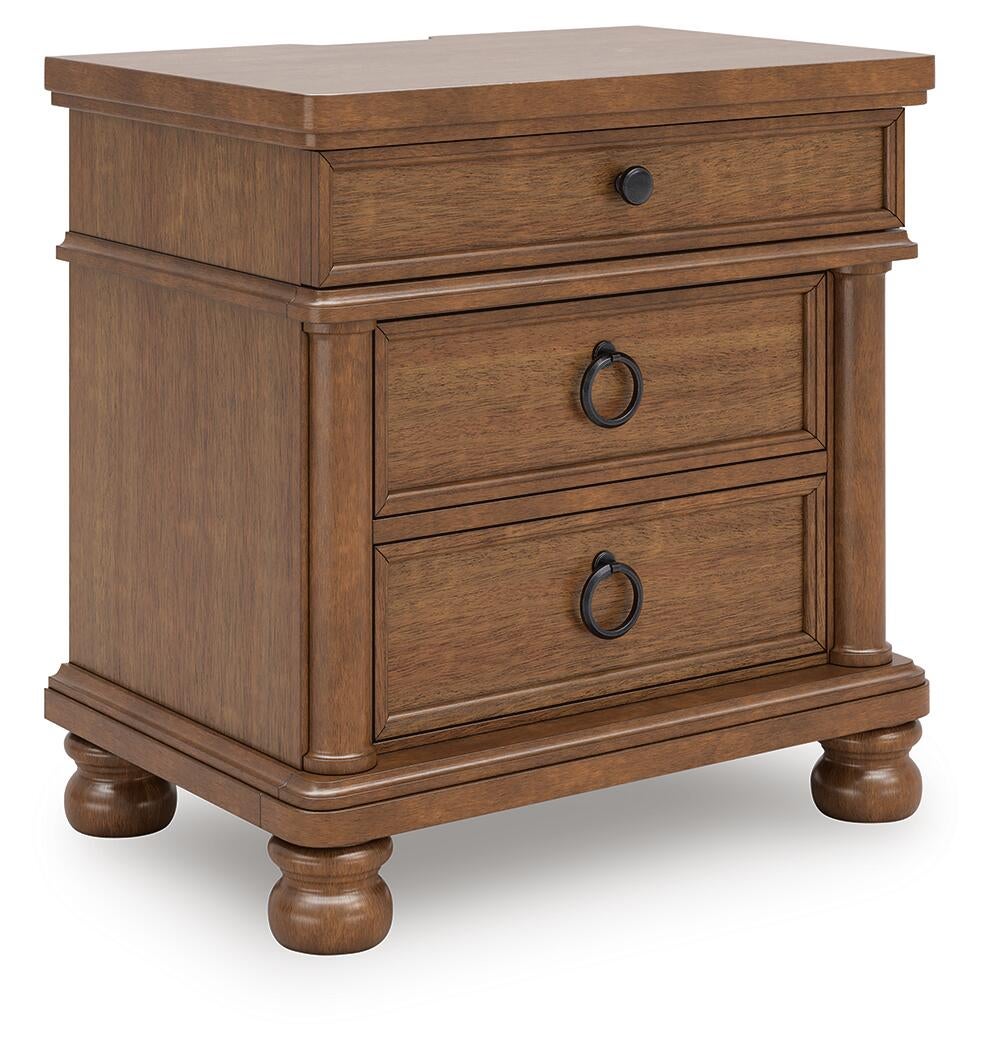 Chadworth King Poster Bed with Mirrored Dresser and Nightstand