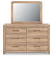 Hollymount King Upholstered Platform Bed, Dresser and Mirror