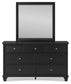 Lanolee California King Panel Storage Bed, Dresser and Mirror