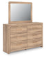 Kinlanni King Upholstered Platform Bed, Dresser, Mirror and Nightstand