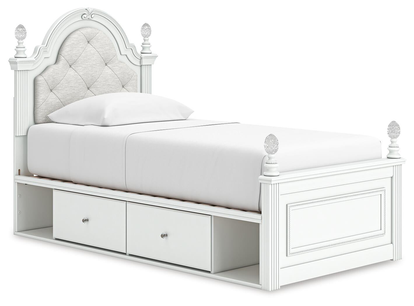 Maylilly Twin Upholstered Panel Storage Bed, Dresser, Mirror and Nightstand