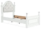 Maylilly Twin Upholstered Panel Bed, Dresser and Mirror